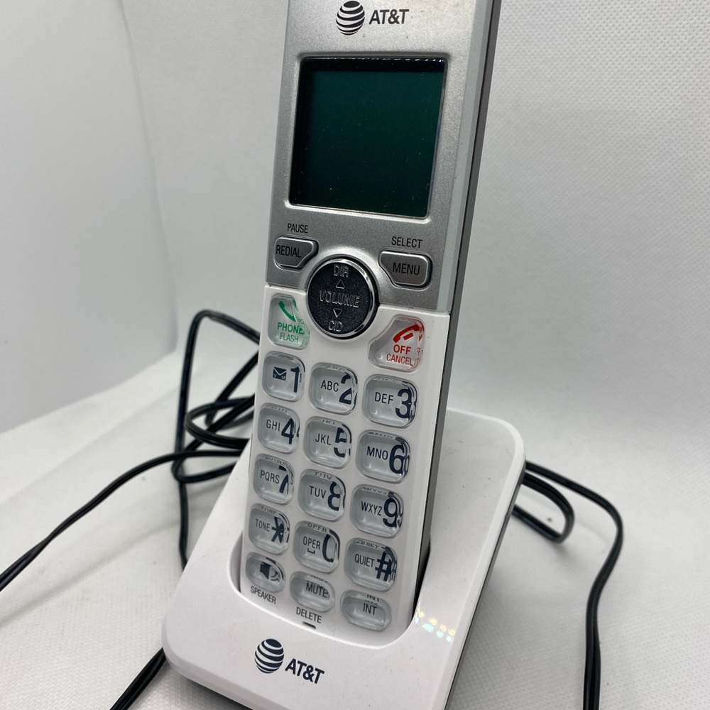 Silver and White Cordless Phone AT&T